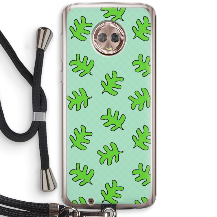 Groene blaadjes: Motorola Moto G6 Transparant Hoesje met koord
