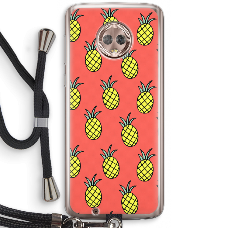 Ananas: Motorola Moto G6 Transparant Hoesje met koord
