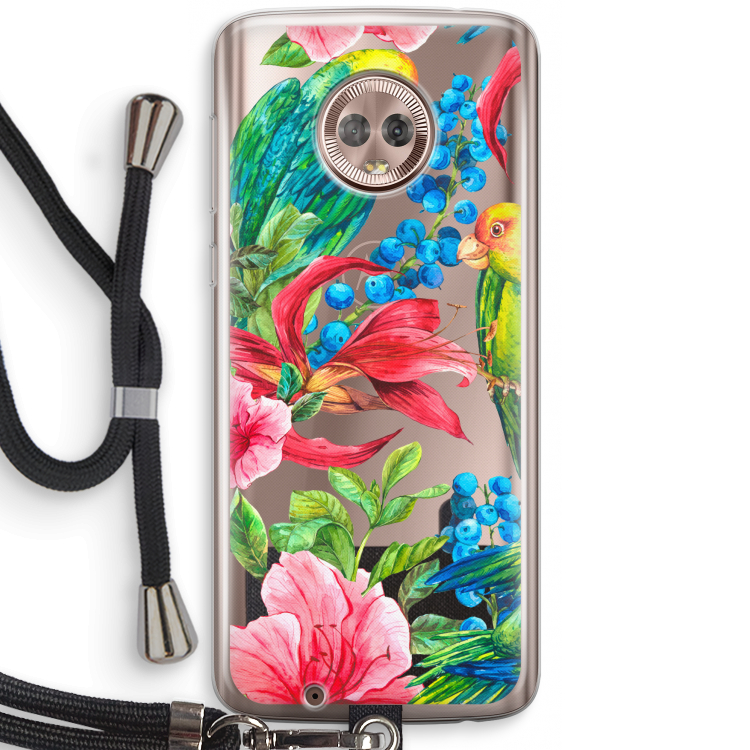Papegaaien: Motorola Moto G6 Transparant Hoesje met koord