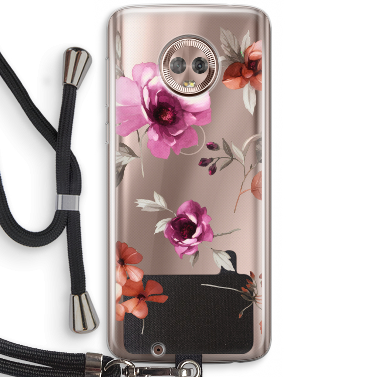 Geschilderde bloemen: Motorola Moto G6 Transparant Hoesje met koord