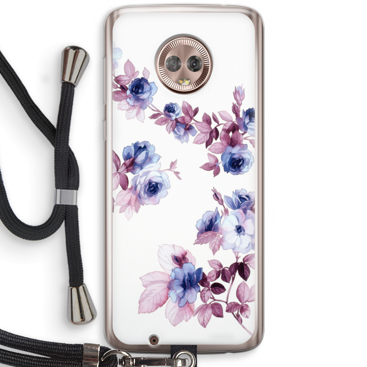 Waterverf bloemen: Motorola Moto G6 Transparant Hoesje met koord