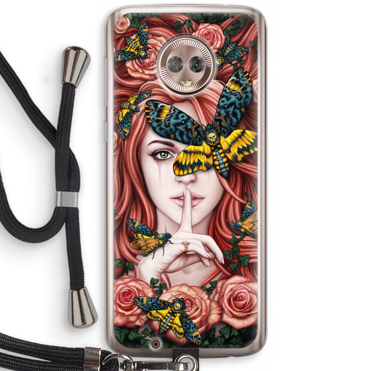 Lady Moth: Motorola Moto G6 Transparant Hoesje met koord