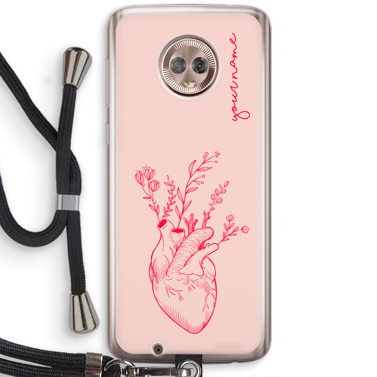 Blooming Heart: Motorola Moto G6 Transparant Hoesje met koord
