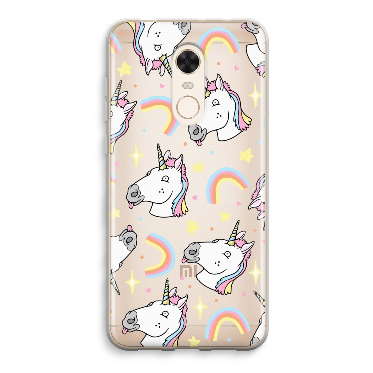 Rainbow Unicorn: Xiaomi Redmi 5 Transparant Hoesje