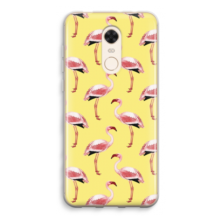 Flamingo's geel: Xiaomi Redmi 5 Transparant Hoesje