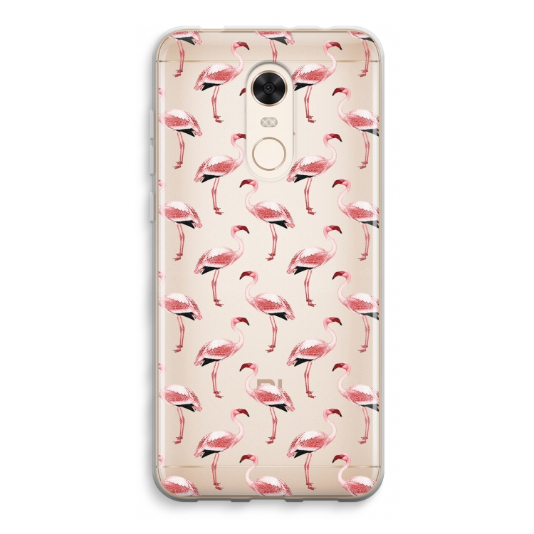 Flamingoprint groen: Xiaomi Redmi 5 Transparant Hoesje