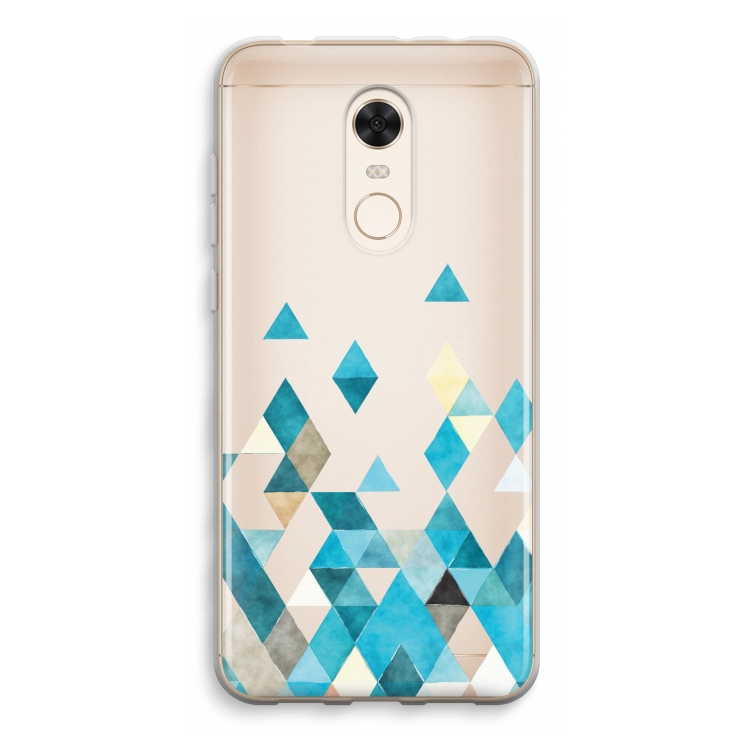 Gekleurde driehoekjes blauw: Xiaomi Redmi 5 Transparant Hoesje