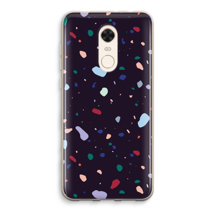 Dark Rounded Terrazzo: Xiaomi Redmi 5 Transparant Hoesje
