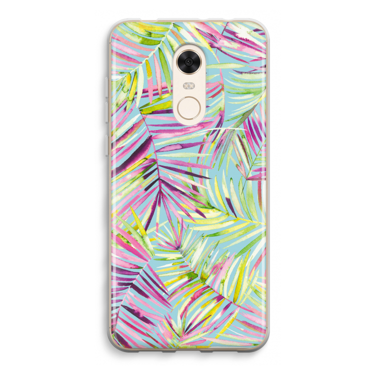 Tropical Palms Blue: Xiaomi Redmi 5 Transparant Hoesje