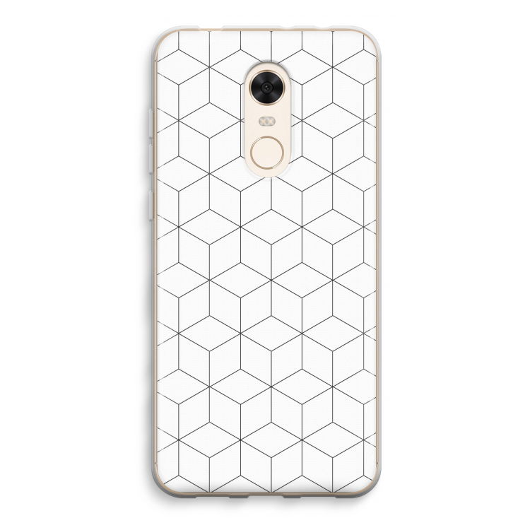 Zwart-witte kubussen: Xiaomi Redmi 5 Transparant Hoesje