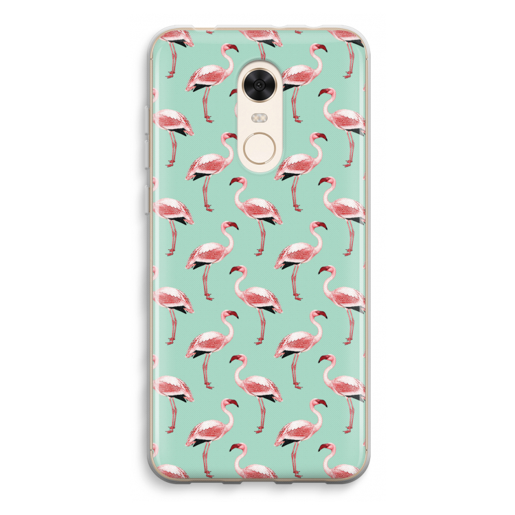 Flamingoprint groen: Xiaomi Redmi 5 Transparant Hoesje
