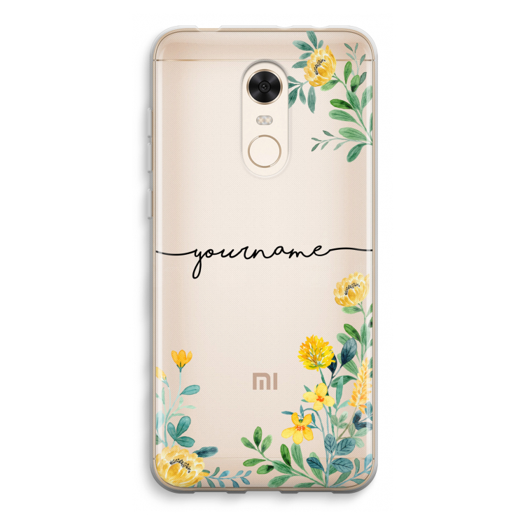 Gele bloemen: Xiaomi Redmi 5 Transparant Hoesje
