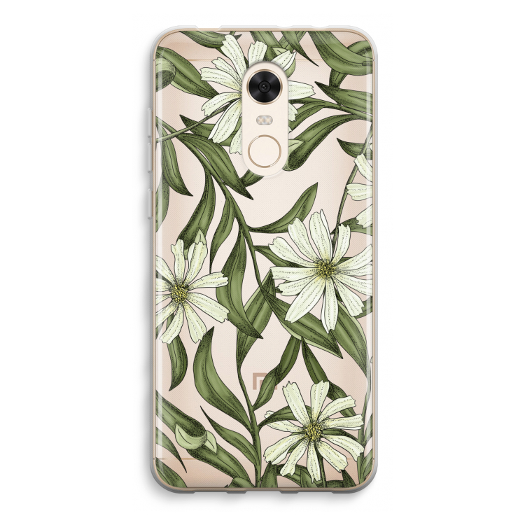 Wit bloemenpatroon: Xiaomi Redmi 5 Transparant Hoesje