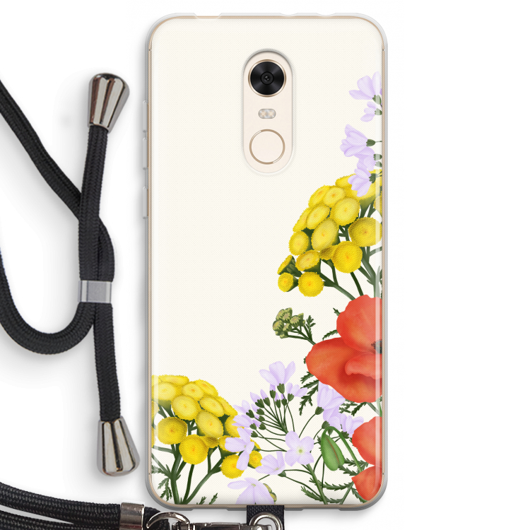 Wilde bloemen: Xiaomi Redmi 5 Transparant Hoesje met koord