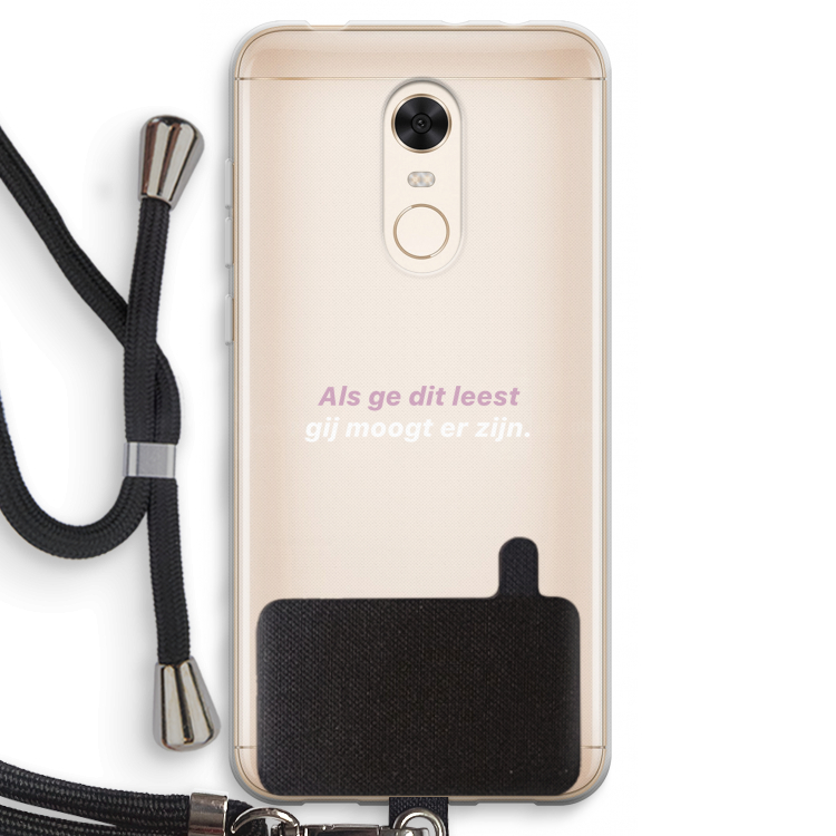 gij moogt er zijn: Xiaomi Redmi 5 Transparant Hoesje met koord