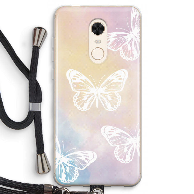 White butterfly: Xiaomi Redmi 5 Transparant Hoesje met koord
