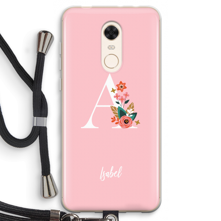 Pink Bouquet: Xiaomi Redmi 5 Transparant Hoesje met koord