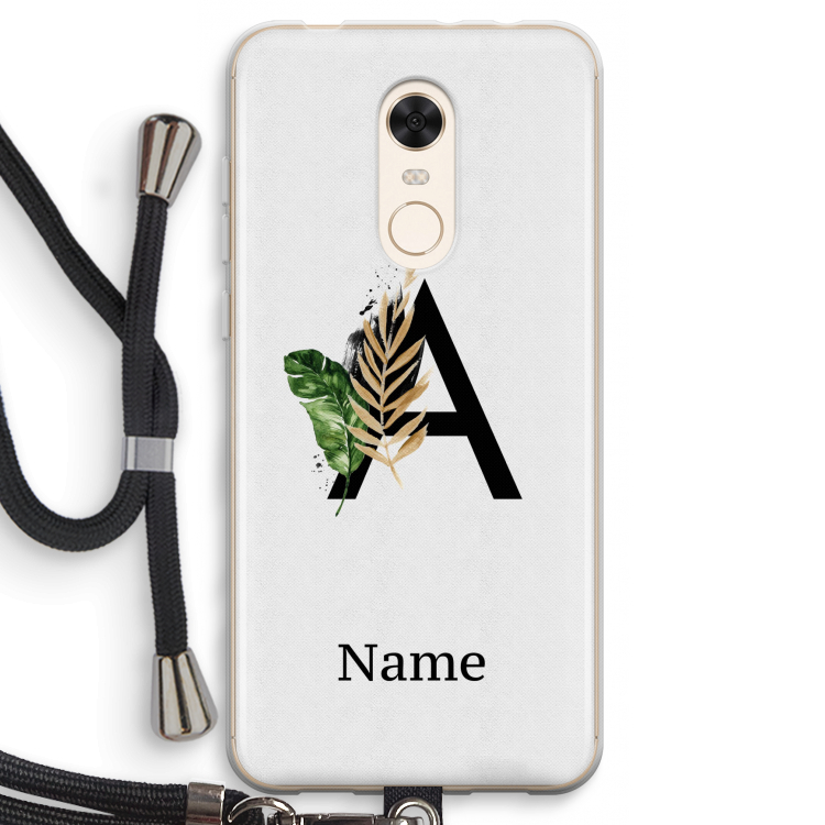 Charcoal Flora: Xiaomi Redmi 5 Transparant Hoesje met koord