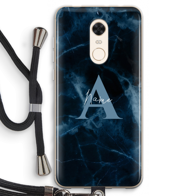 Midnight Marble: Xiaomi Redmi 5 Transparant Hoesje met koord