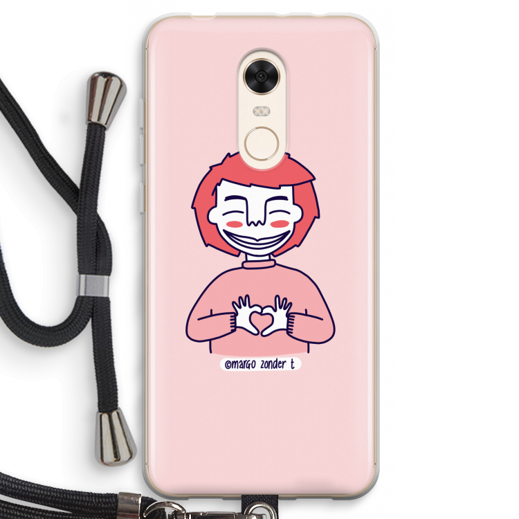 Hartje: Xiaomi Redmi 5 Transparant Hoesje met koord
