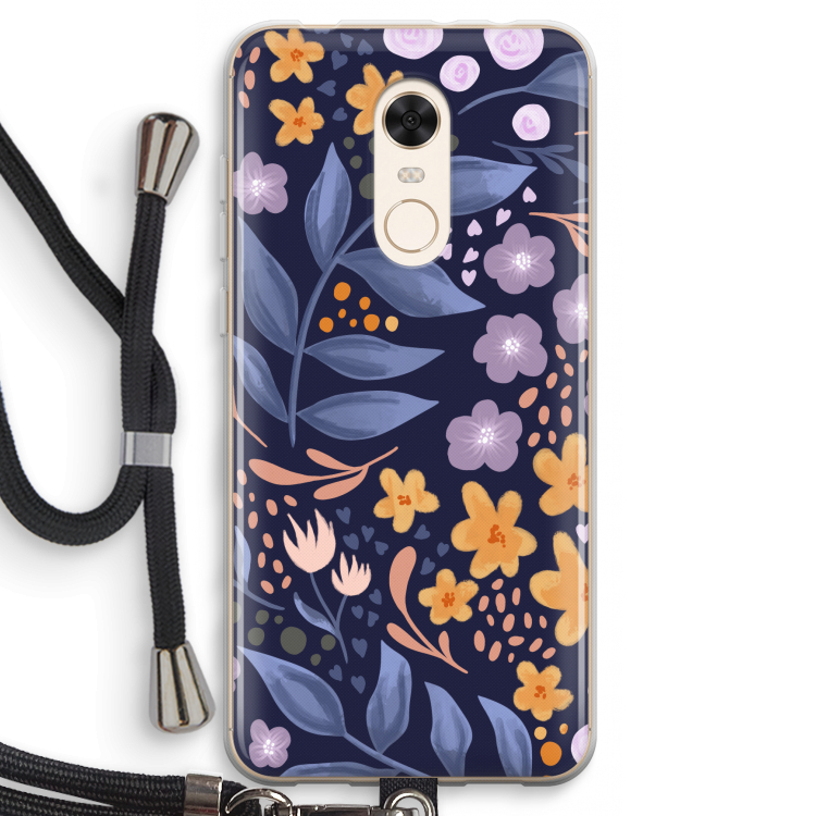Flowers with blue leaves: Xiaomi Redmi 5 Transparant Hoesje met koord