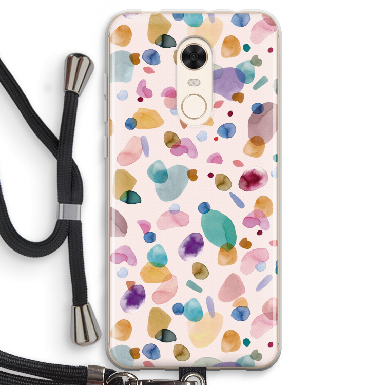 Terrazzo Memphis Pink: Xiaomi Redmi 5 Transparant Hoesje met koord