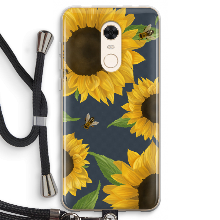 Sunflower and bees: Xiaomi Redmi 5 Transparant Hoesje met koord