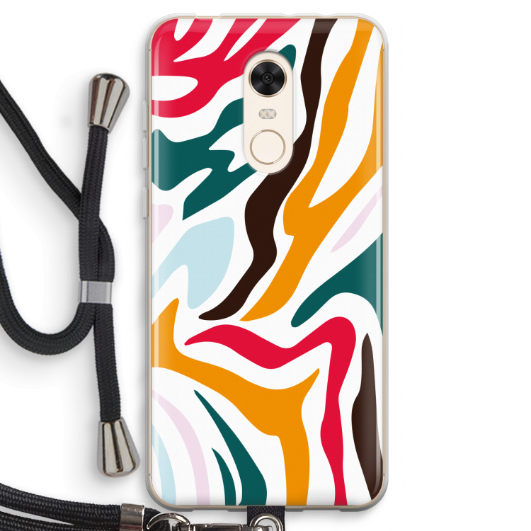 Colored Zebra: Xiaomi Redmi 5 Transparant Hoesje met koord