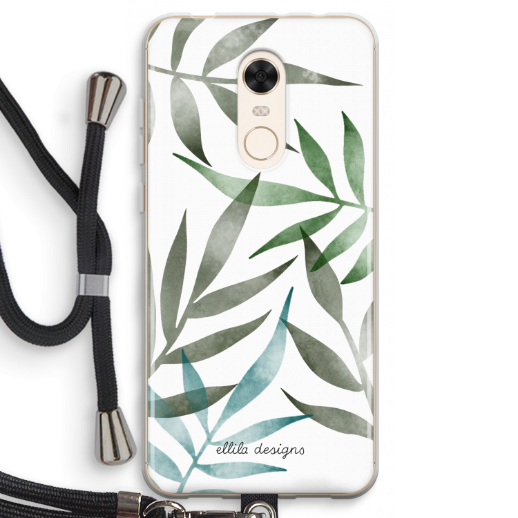 Tropical watercolor leaves: Xiaomi Redmi 5 Transparant Hoesje met koord