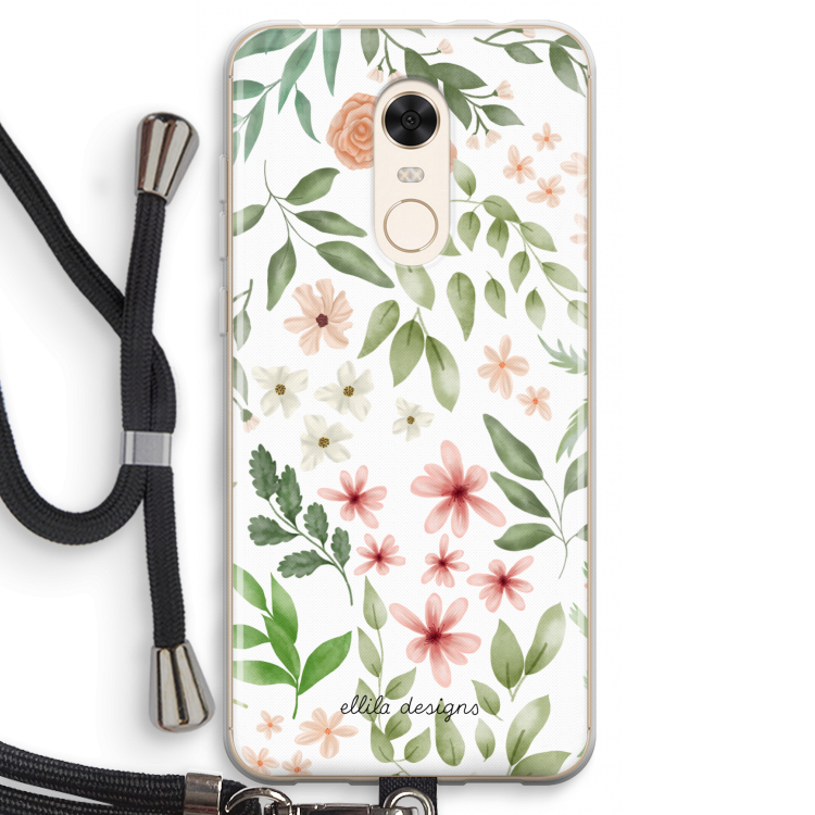 Botanical sweet flower heaven: Xiaomi Redmi 5 Transparant Hoesje met koord