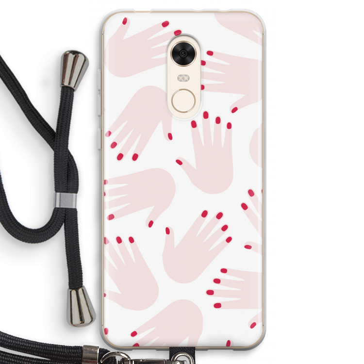 Hands pink: Xiaomi Redmi 5 Transparant Hoesje met koord