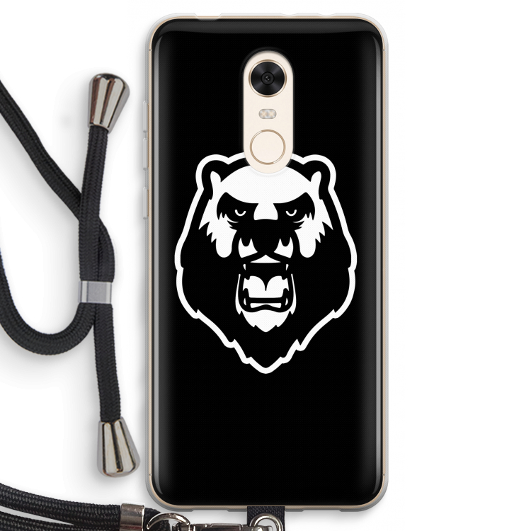 Angry Bear (black): Xiaomi Redmi 5 Transparant Hoesje met koord