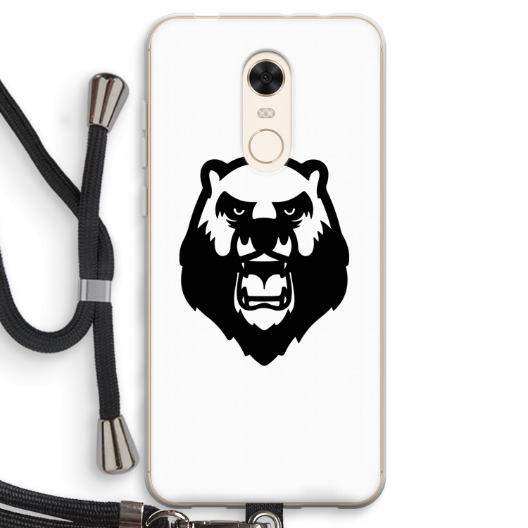 Angry Bear (white): Xiaomi Redmi 5 Transparant Hoesje met koord