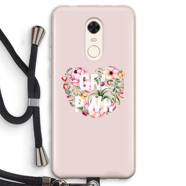 GRL PWR Flower: Xiaomi Redmi 5 Transparant Hoesje met koord