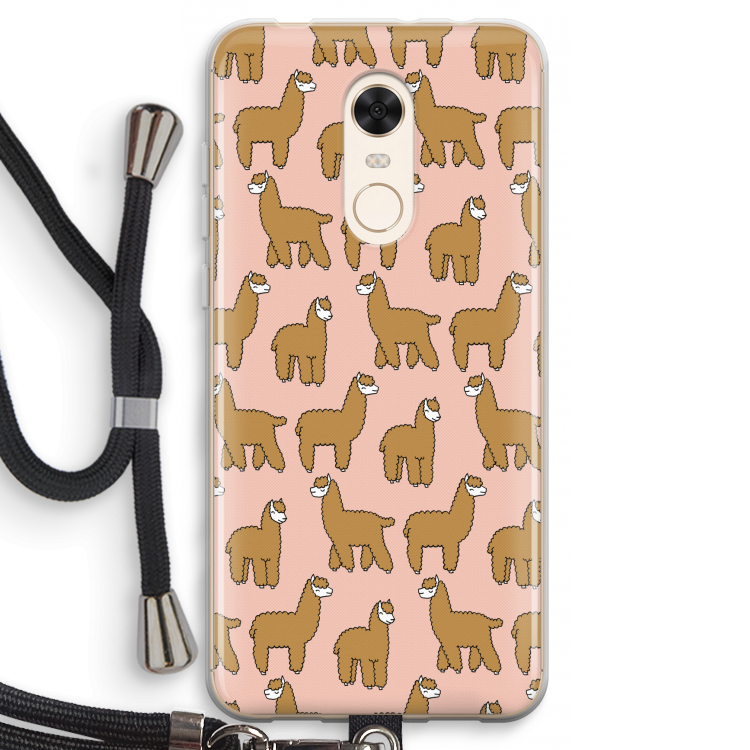 Alpacas: Xiaomi Redmi 5 Transparant Hoesje met koord