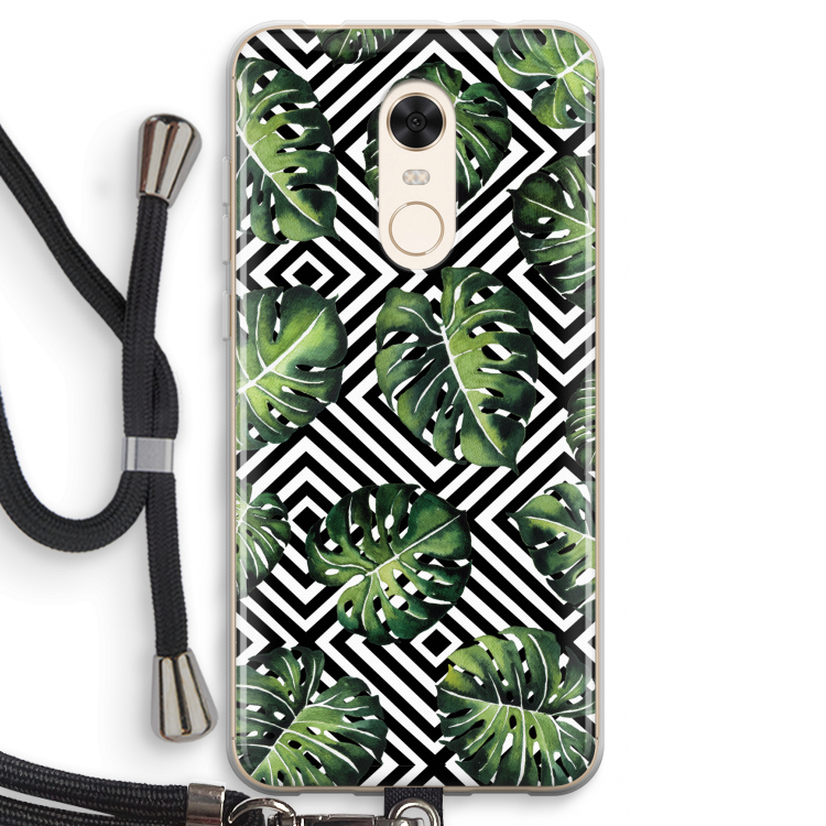 Geometrische jungle: Xiaomi Redmi 5 Transparant Hoesje met koord