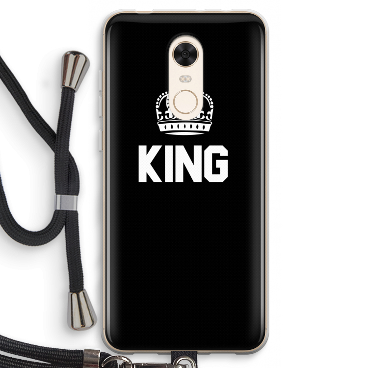 King zwart: Xiaomi Redmi 5 Transparant Hoesje met koord