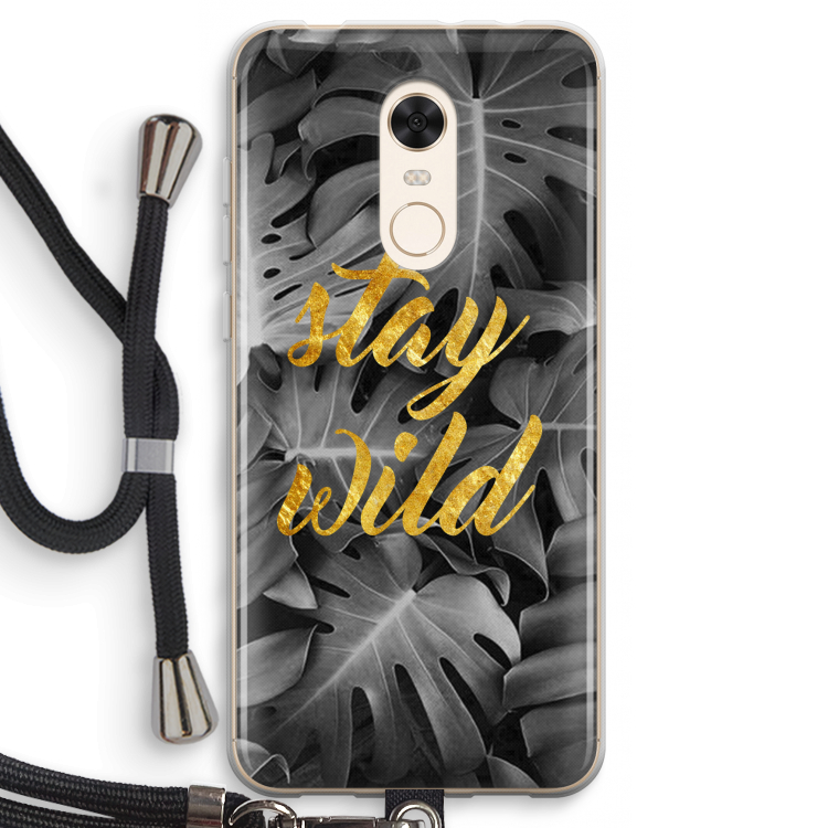 Stay wild: Xiaomi Redmi 5 Transparant Hoesje met koord