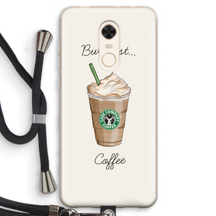 But first coffee: Xiaomi Redmi 5 Transparant Hoesje met koord