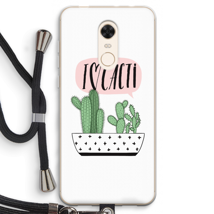 I love cacti: Xiaomi Redmi 5 Transparant Hoesje met koord