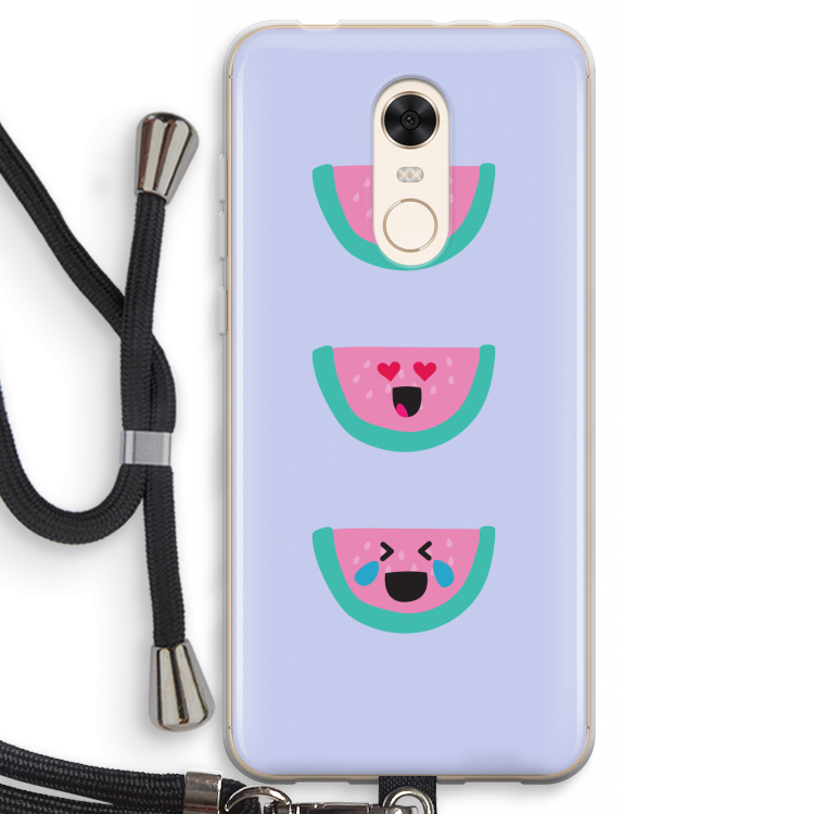 Smiley watermeloen: Xiaomi Redmi 5 Transparant Hoesje met koord