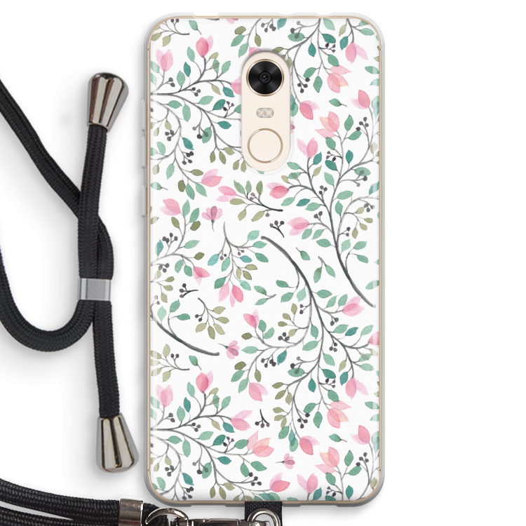 Sierlijke bloemen: Xiaomi Redmi 5 Transparant Hoesje met koord