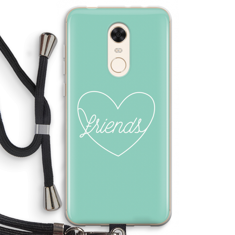 Friends heart pastel: Xiaomi Redmi 5 Transparant Hoesje met koord