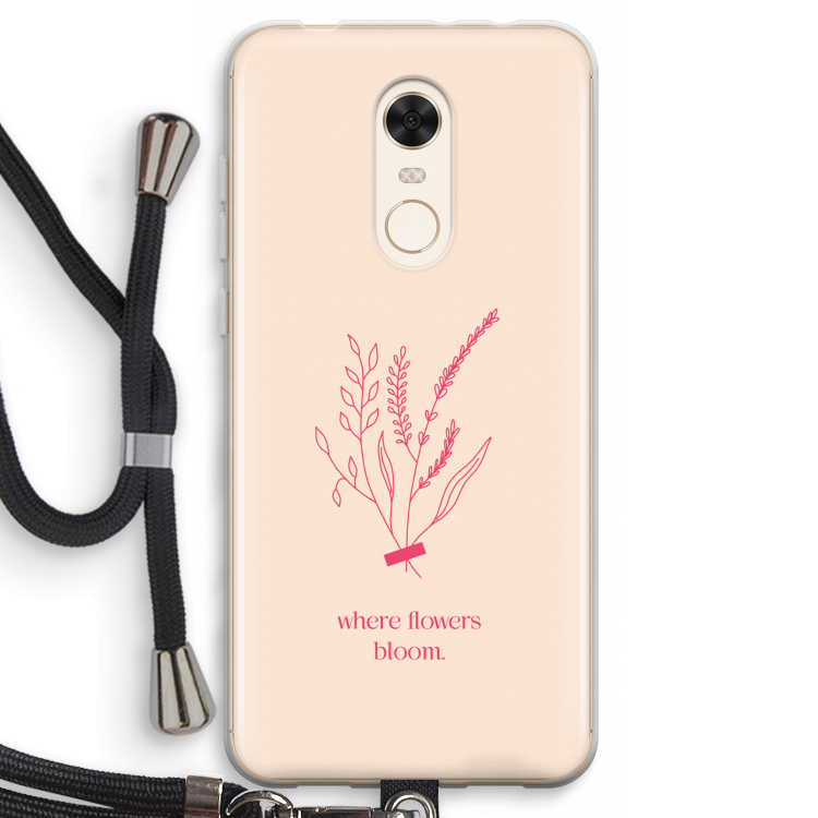 Where flowers bloom: Xiaomi Redmi 5 Transparant Hoesje met koord