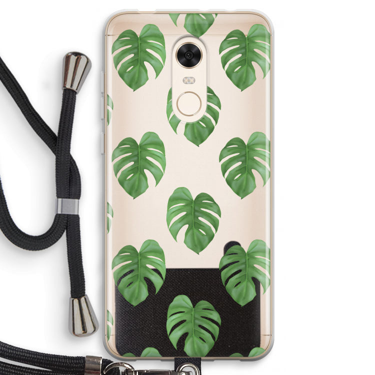 Monstera leaves: Xiaomi Redmi 5 Transparant Hoesje met koord