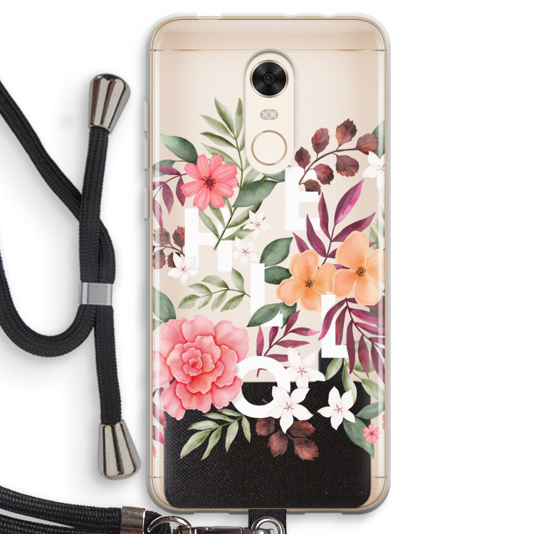 Hello in flowers: Xiaomi Redmi 5 Transparant Hoesje met koord