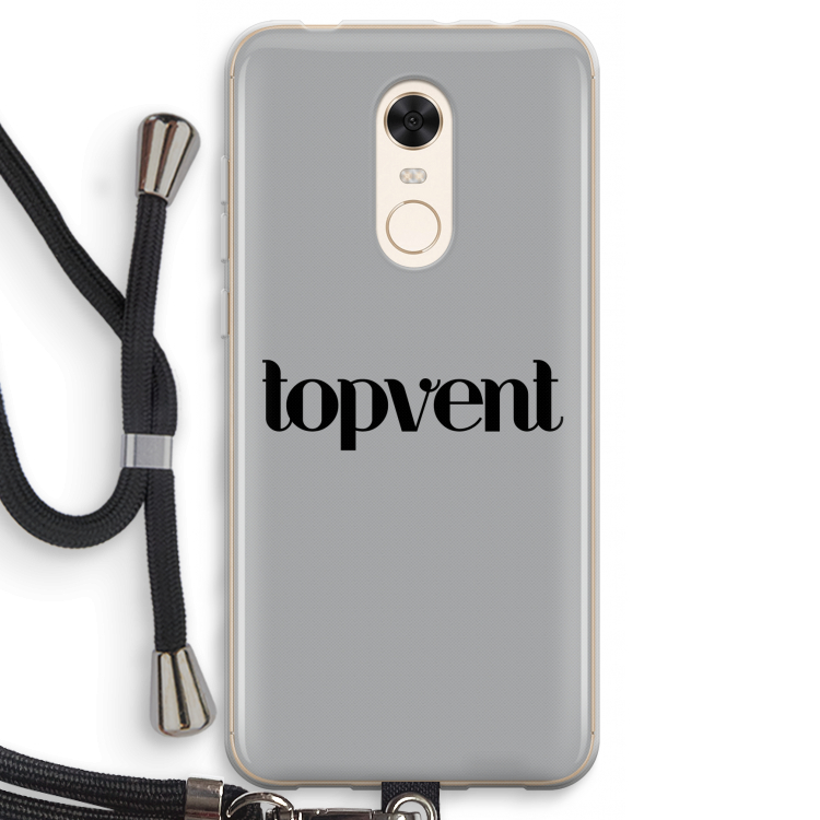 Topvent Grijs Zwart: Xiaomi Redmi 5 Transparant Hoesje met koord