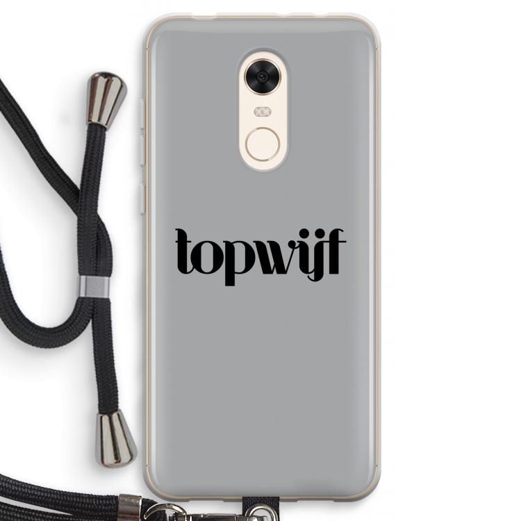 Topwijf Grijs Zwart: Xiaomi Redmi 5 Transparant Hoesje met koord