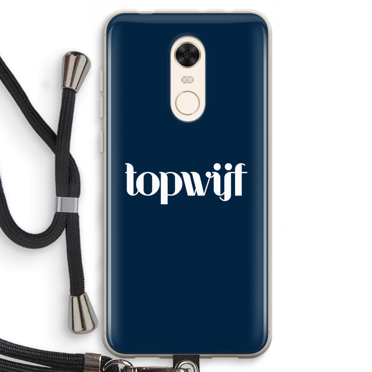 Topwijf Navy: Xiaomi Redmi 5 Transparant Hoesje met koord
