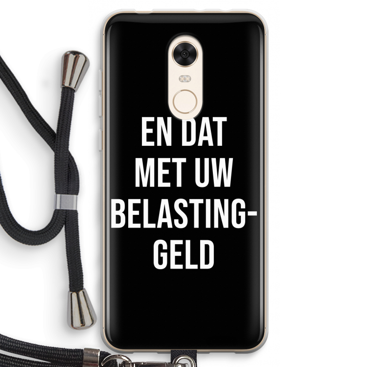 Belastinggeld - Zwart: Xiaomi Redmi 5 Transparant Hoesje met koord